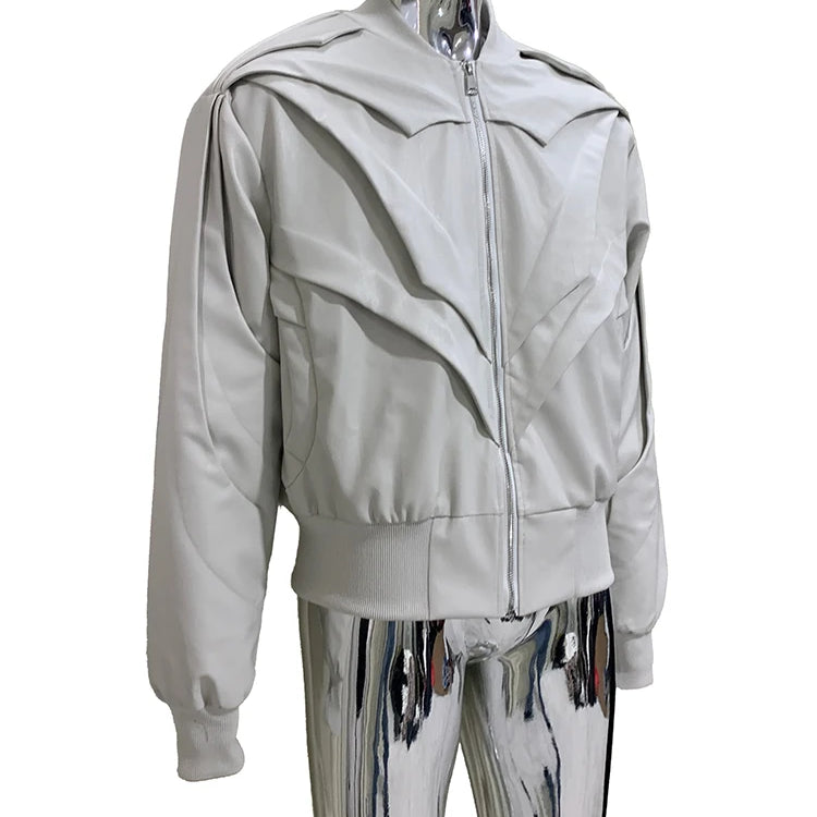 Mauroicardi Autumn Winter Short Matte Pu Leather Bomber Jacket Men Long Sleeve Luxury Designer European Fashion Emo Clothes 2025