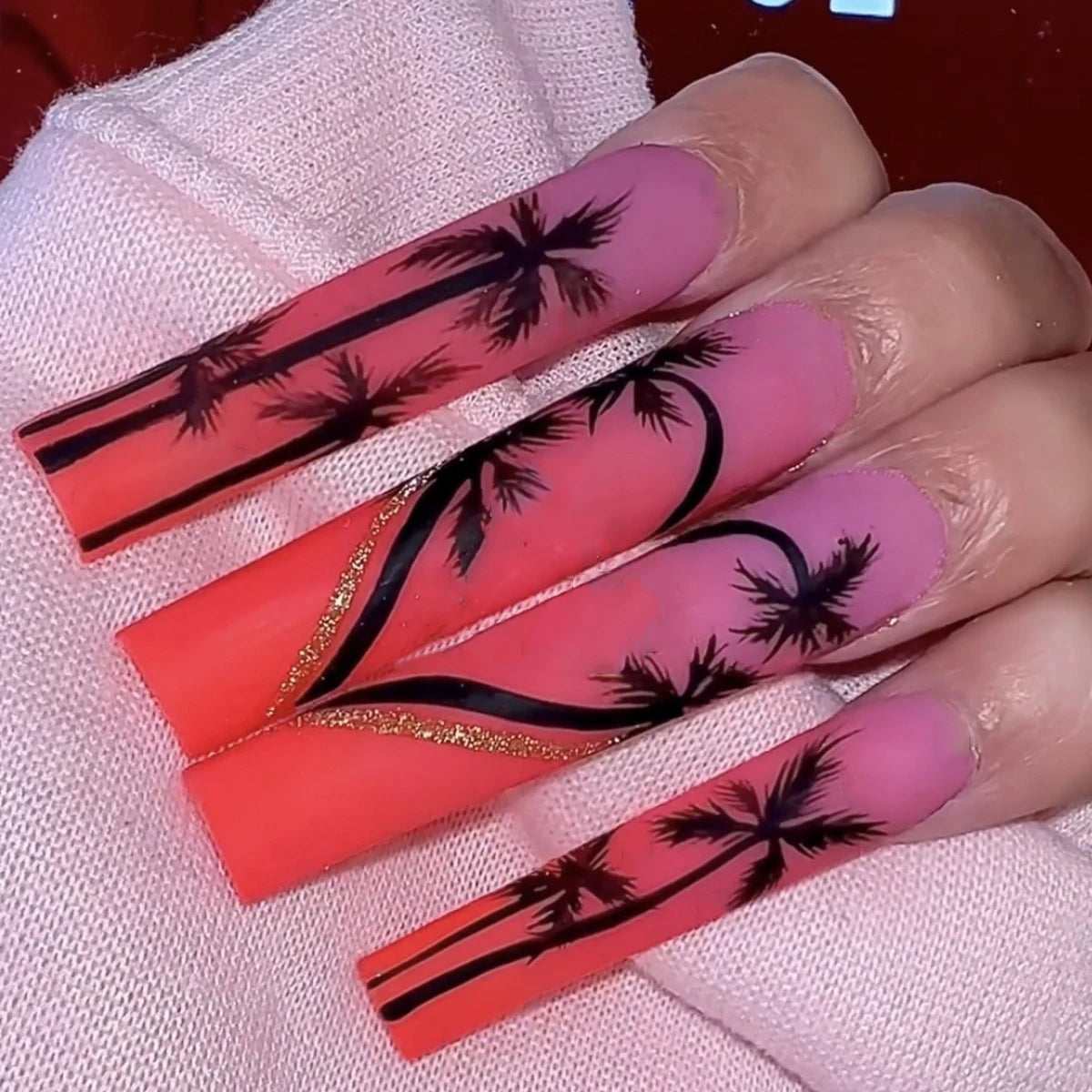 24pcs/set Long Medium short fake nails for women girls cute bow flowers decoration french tips faux ongles press on false nail 439