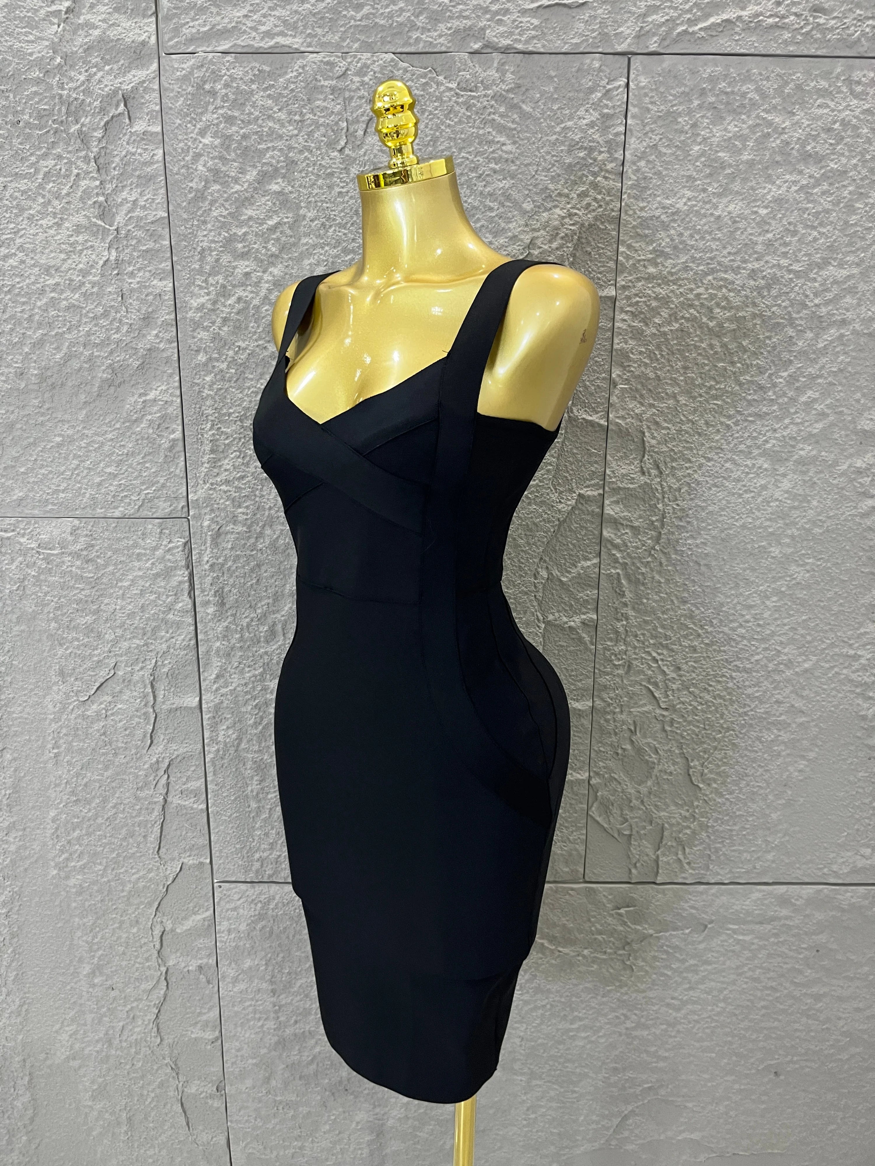 Elegant Sweetheart Neck Bandage Dress Crisscross Bust Slim Fit Midi Evening Banquet Formal Dinner Wedding Guest Cocktail Outfit