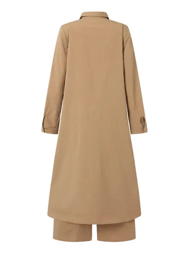 Summer Fashion Plus Size Women's New Matching Collection Elegant Loose Robe Wide Leg Pants Temperament Two Piece Set