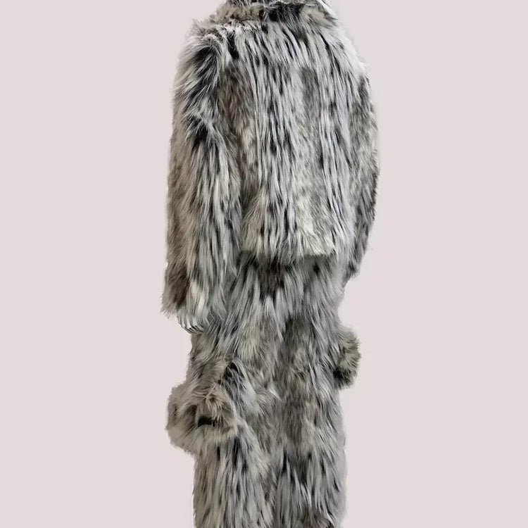 Mauroicardi Winter Long Colorful Thick Warm Hairy Fluffy Faux Fox Fur Wide Leg Pants Men Luxury Designer Emo Clothes Streetwear