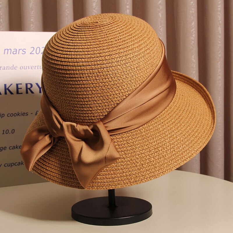 Women's hats for the sun Beach outing Luxury straw hat sunhat Golf cap summer new panama Visor Fashion elegant women caps 2024