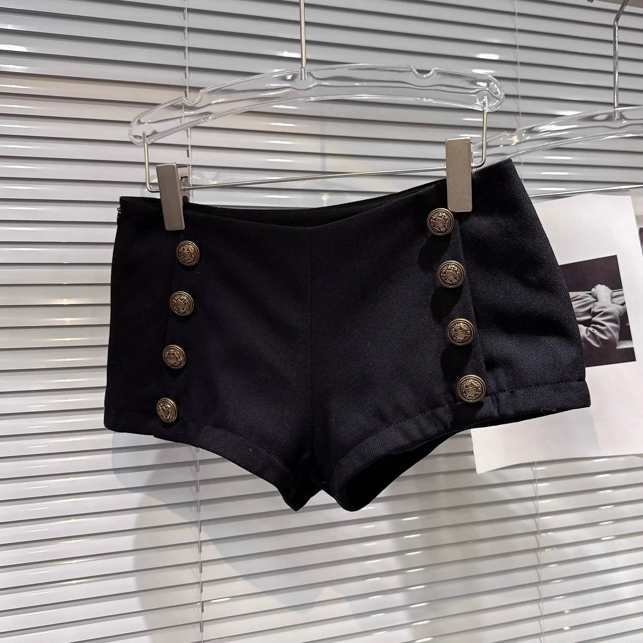 Winter New Fashion Backless Velvet Halter Backless Vest For Women Double-Breasted Short Pants Female Trend 11A07681 only Shorts