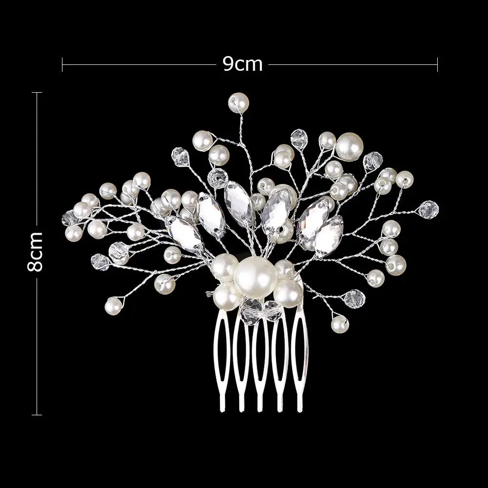 Pearl Women Hair Combs Wedding Hair Accessories Hair Pin Rhinestone Tiara Bridal Clips Crystal Crown Bride Hair Jewelry