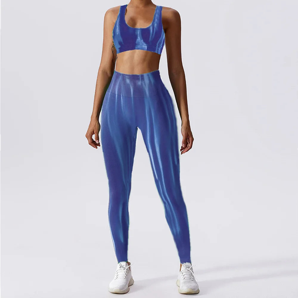 Fashion Aurora Print Seamless Gym Scrunch Shorts Set Push Up Women Sportswear Yoga Wear Training Suit for Fitness Sport Outfit Bra Leggings 5