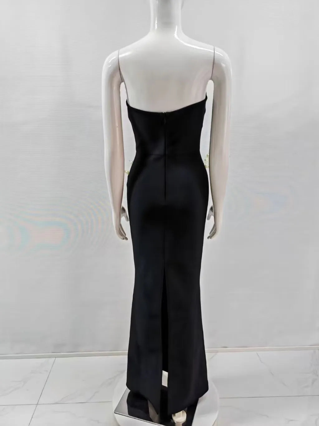 2025 New Spring Women Sexy Strapless Big Beading Bodycon Long Maxi Dress Fashion Celebrate Evening Party Birthday Dress Vestido