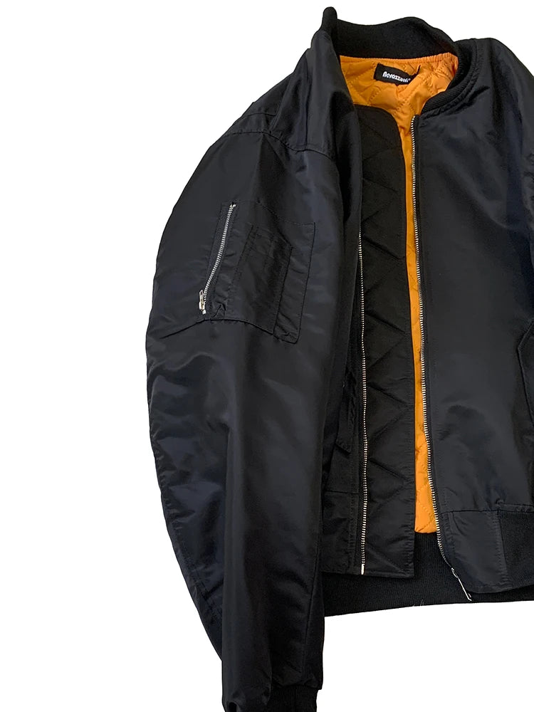 Lautaro Autumn Winter Black Short Warm Bomber Jacket Men with Back Many Zippers Luxury Designer Heavy Industry Emo Clothes 2025