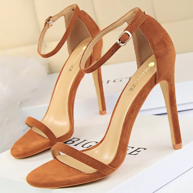 Shoes Summer Women Sandals Suede Hollow High Heels Stiletto Fashion Sandles Women Heels Ladies Shoes Women's Sandals