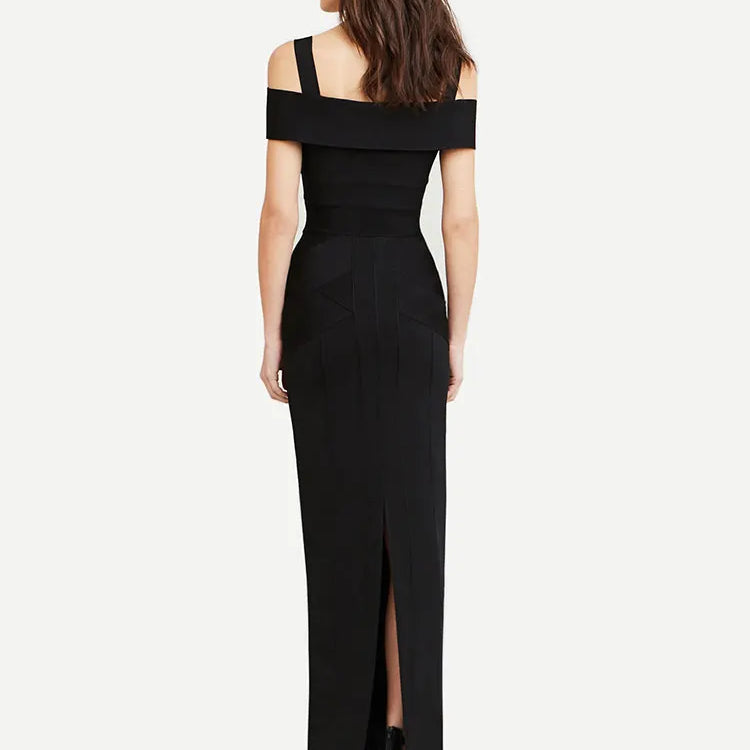 2025 Sexy Women's Hollow Design Bandage Dress Spaghetti Strap Shoulder Sleeve Bodycon Long Dress Cocktail Evening Party Vestidos