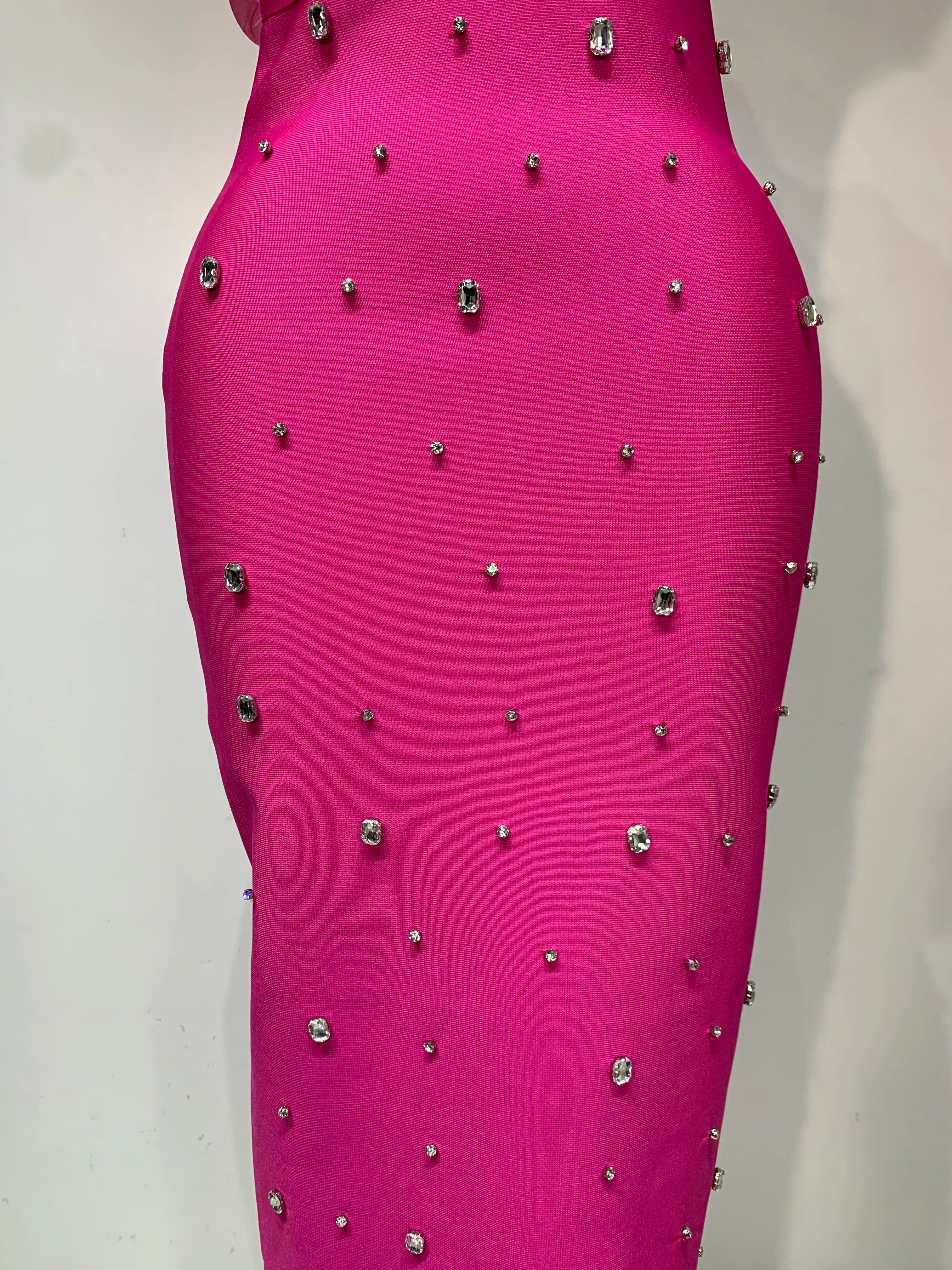 Women Sexy One Shoulder Shinning Crystal Bodycon Bandage Long Dress Celebrate Birthday Elegant Evening Party Club Outfit