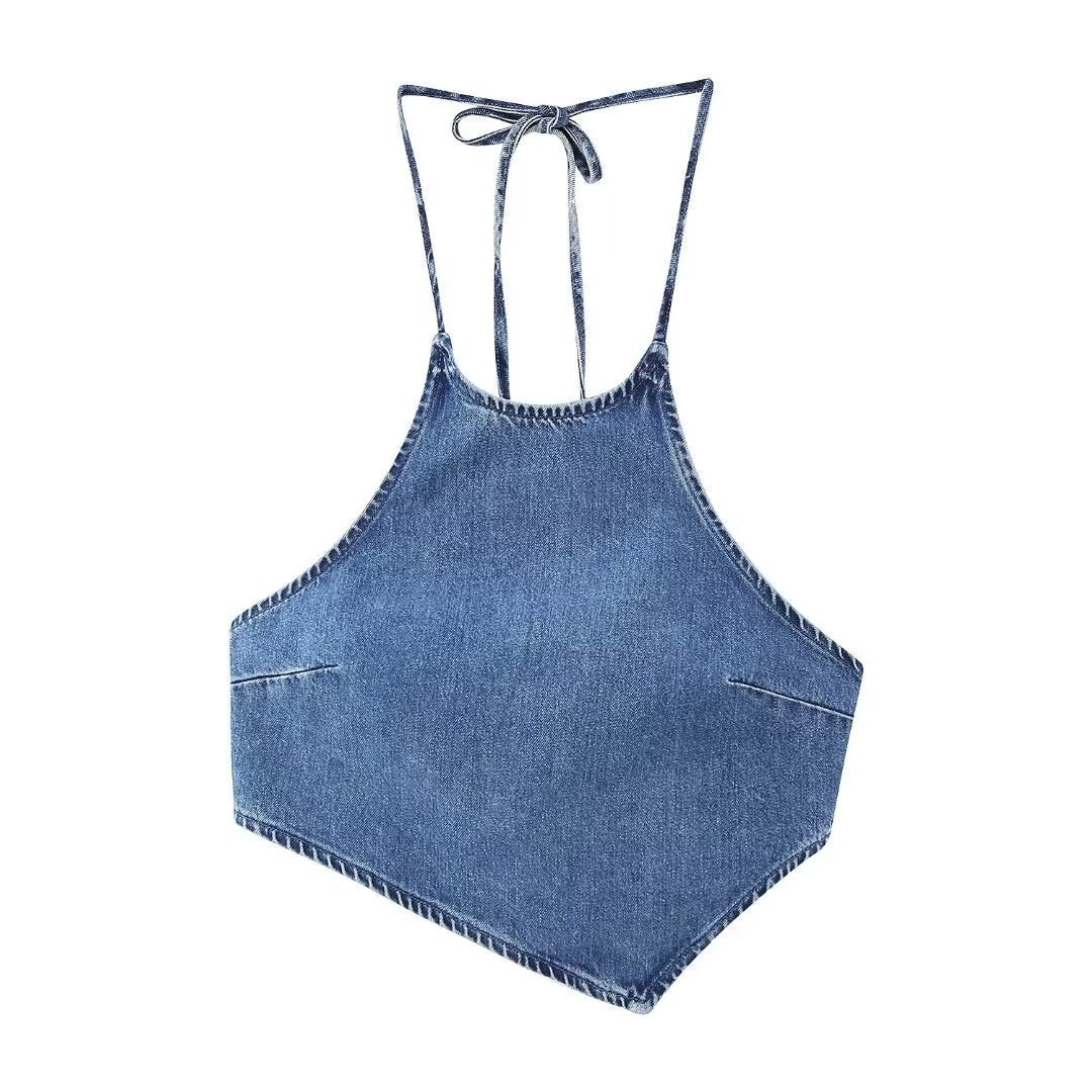 Traf Women's Corset Crop Top Y2k Streetwear Summer Women's Clothing - Vitage Denim Croo Top Women Vest 2023