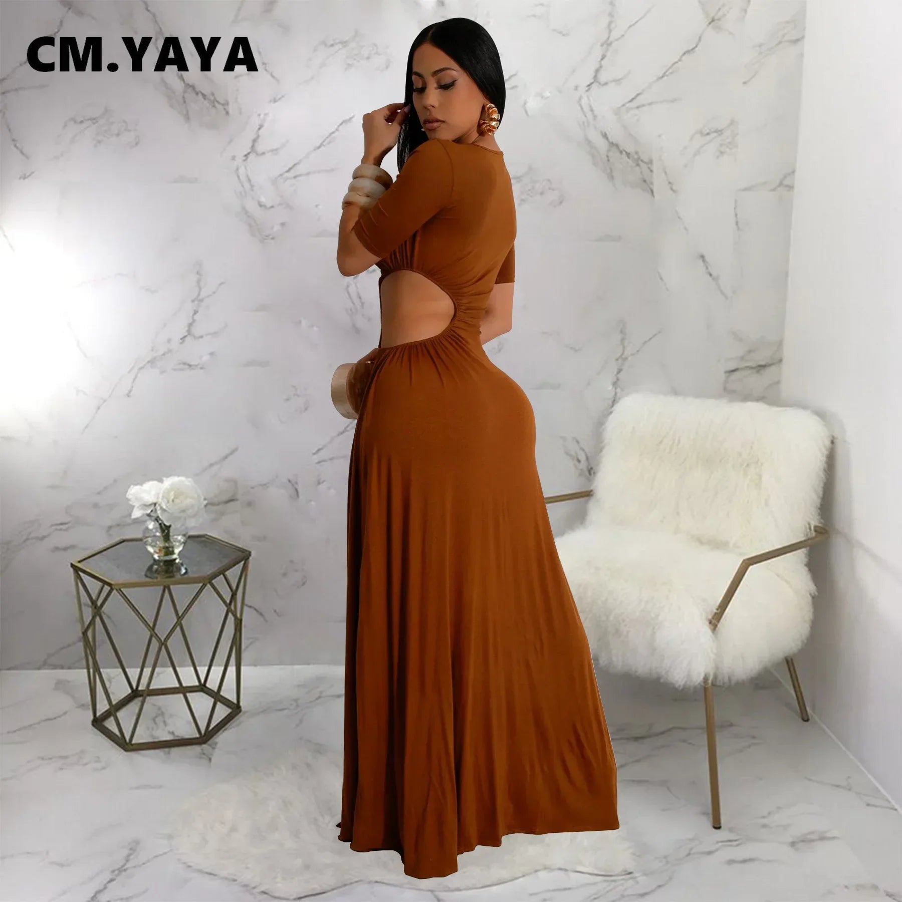 Women O-neck High Split Ruched Bodycon Midi Maxi Dress 2024 Fall Street Evening Party Club Vestidos Sexy Long Dresses