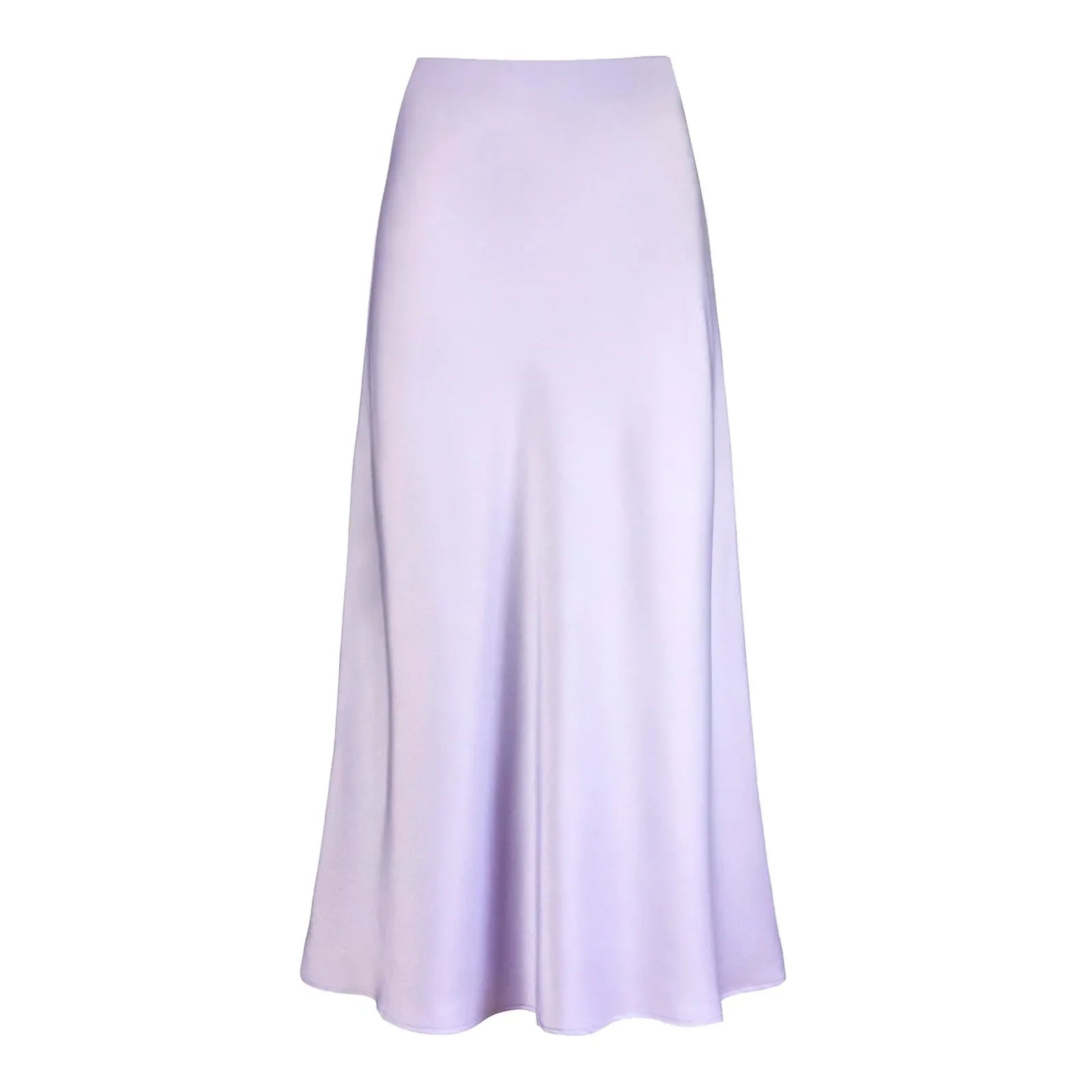 A-Line Pleated Long Skirts Summer Women Korean Skirt Streetwear Elastic Waist Solid Elegant Satin Dress платье For Ladies Purple