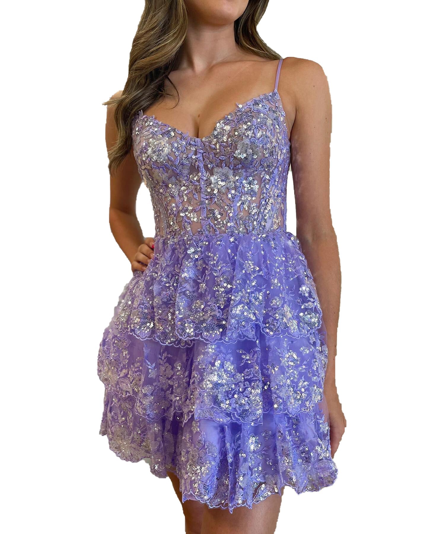 Sparkling Homecoming Dress 2k24 Short Ruffle Corset Spaghetti Pageant Formal Evening Cocktail Event Party Runway Black-Tie Gown