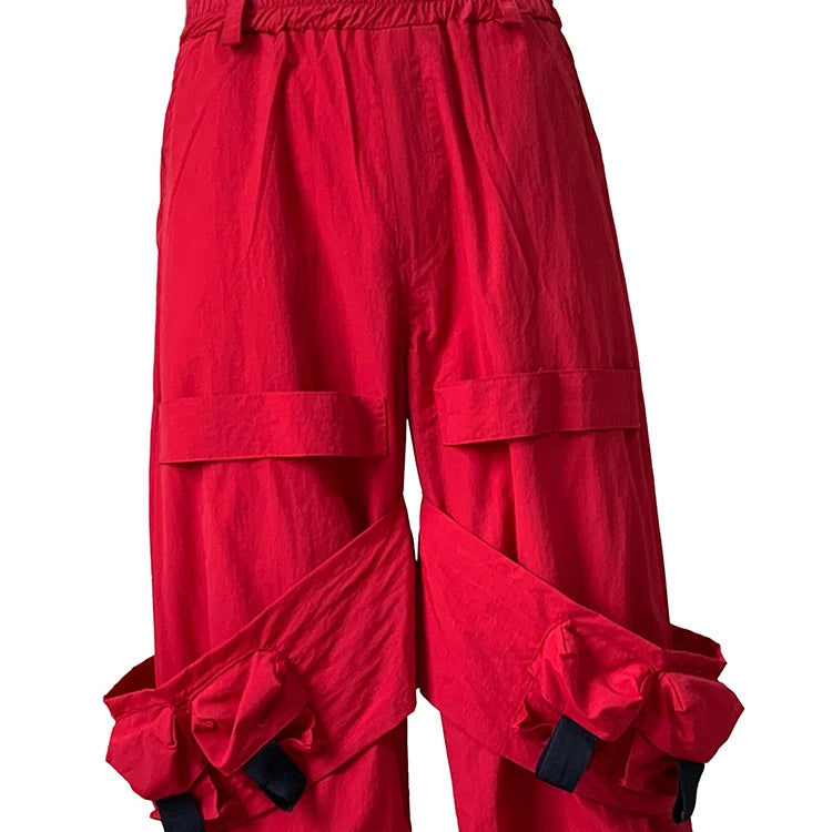 Lautaro Autumn Long Red Waterproof Nylon Cargo Techwear Pants Cyberpunk for Men Many Pockets Luxury Designer Emo Clothes 2025