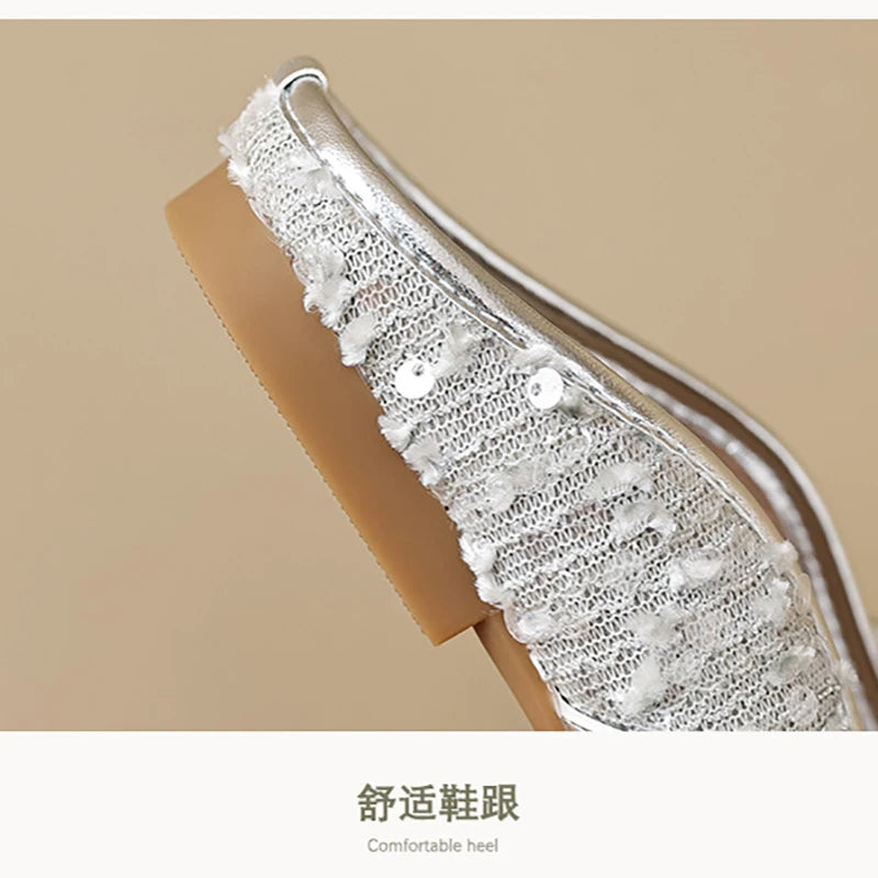 New spring women's outdoor slippers Ladies casual mules Flat shoes Fashionable pearl design Work and party wear 41-43