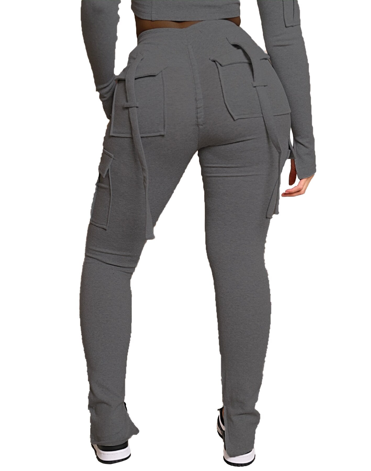 Pantalon d'été décontracté pour femmes, avec poches, cordon de serrage, taille haute, mode polyester, fendu, Cargo, réglable, 2023