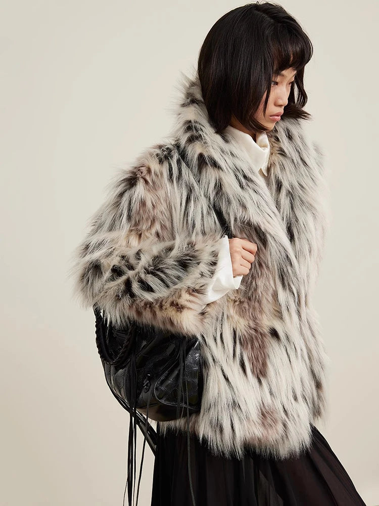 Lautaro Spring Autumn Winter Colorful Thickened Warm Hairy Shaggy Faux Fox Fur Coat Women Short Loose Luxury Fluffy Jacket 2025