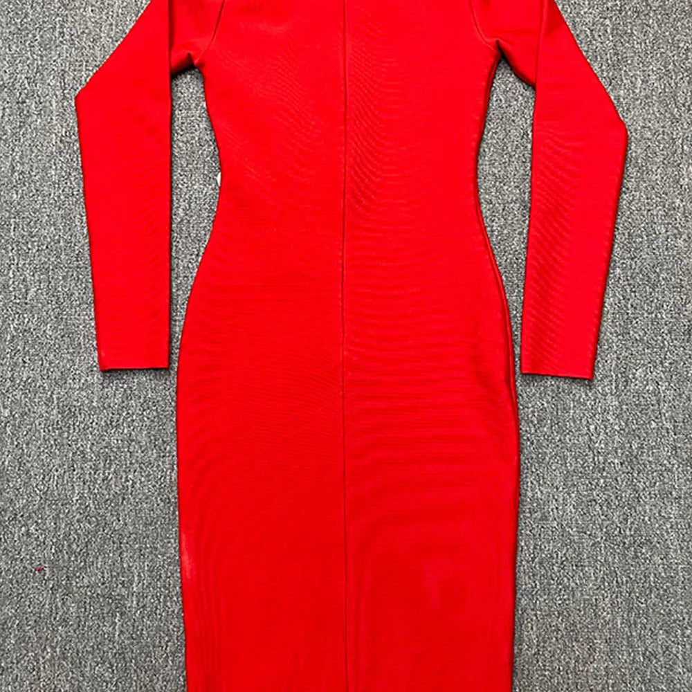 2024 Elegant Women's Light Luxury Patchwork Bandage Dress O-neck Long Sleeve Bodycon and Knee Dress Christmas Eve Party Vestidos