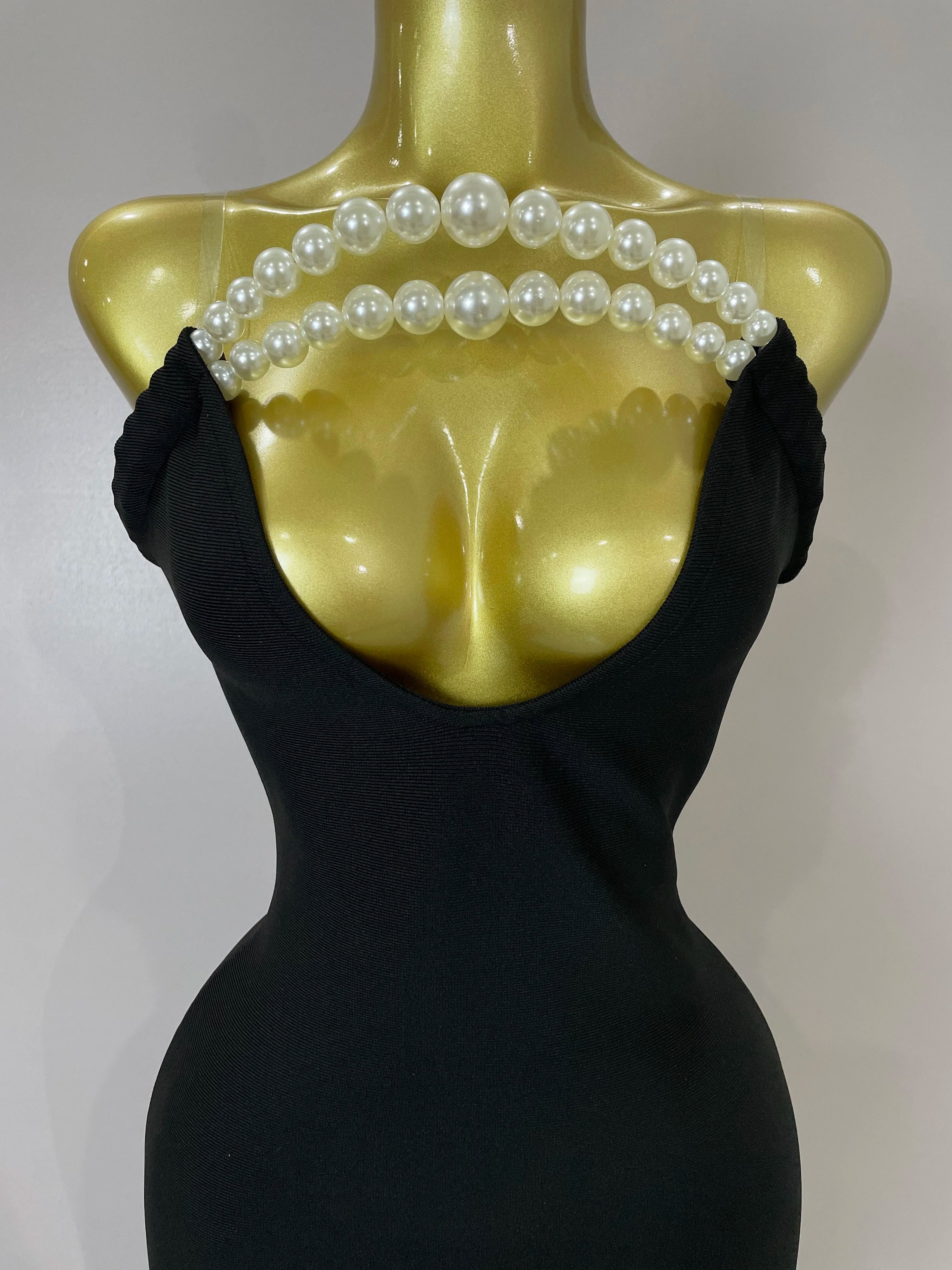 Sexy Backless Strapless Black Beading Long Bandage Bodycon Dress 2025 Women Celebrity Elegant Evening Luxury Birthday Dresses