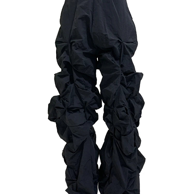 Lautaro Autumn Long Black Waterproof Stacked Pants for Mens with High Elastic Waist Luxury Designer European Fashion Clothing Black