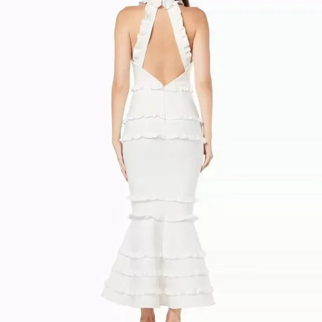 5 Colors Women Sexy Off the Shoulder Ruffles Bodycon Bandage Mermaid Dress Celebrate Evening Party Birthday Outfit Wear