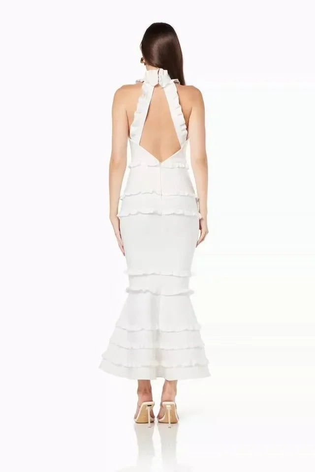5 Colors Women Sexy Off the Shoulder Ruffles Bodycon Bandage Mermaid Dress Celebrate Evening Party Birthday Outfit Wear