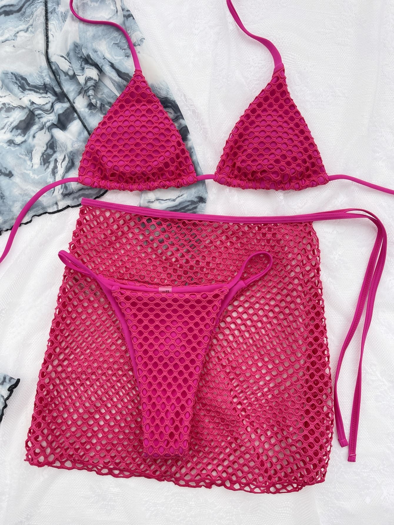 Sexy Three Pieces Micro Bikini Set with Hollow Out Skirt Swimsuit Women 2024 New Bandage Swimwear Bathing Suits Biquini