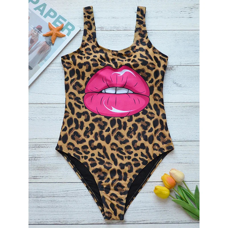 Print One Piece Swimsuit Women Swimwear Push Up Monokini Backless Bathing Suit Swimming Suit Beach Wear Bather Female Style 2