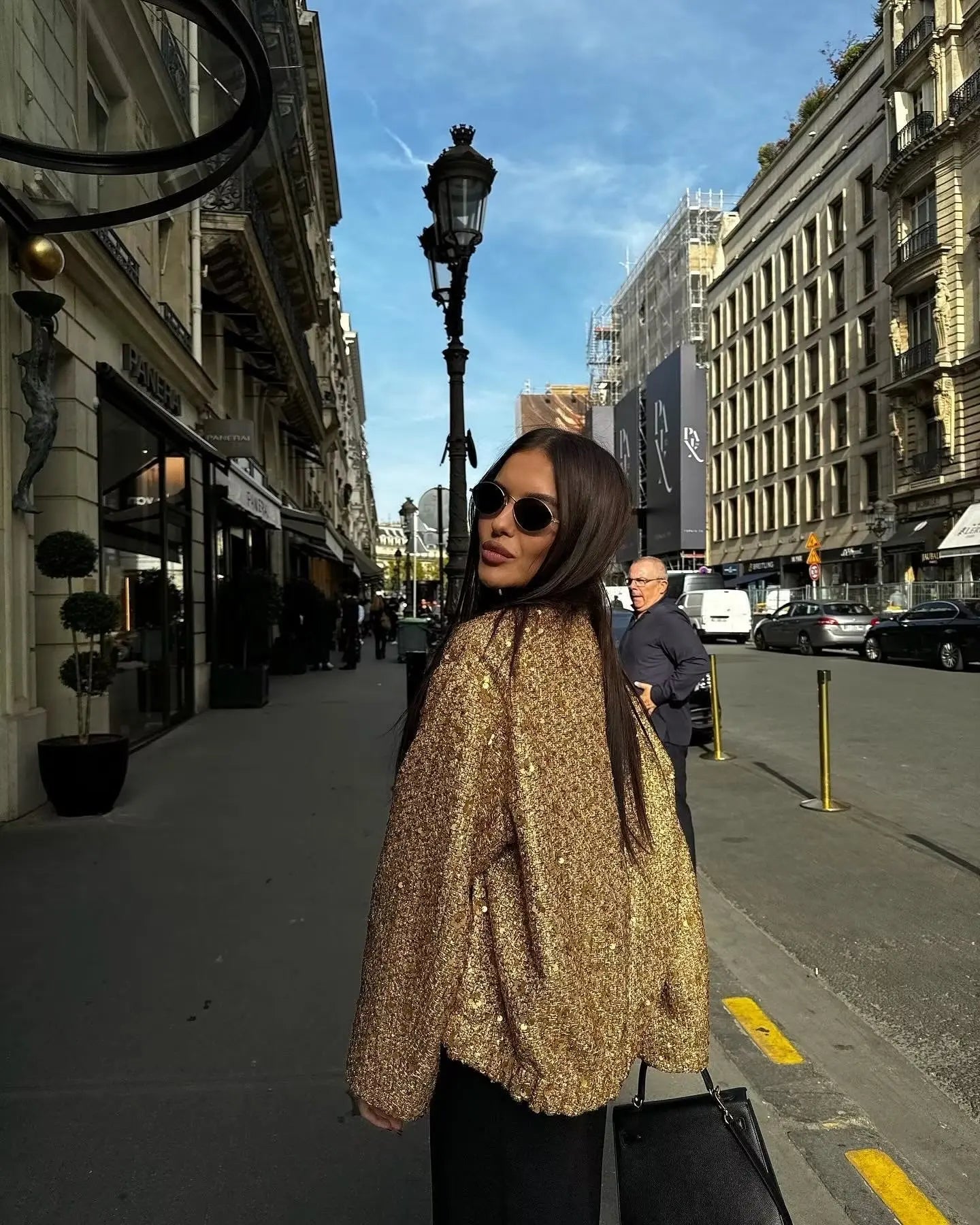 Sequins Woman Bomber Jackets for Women Autumn Chic Streetwear Coat Female Stand Collar with Pocket Outerwear