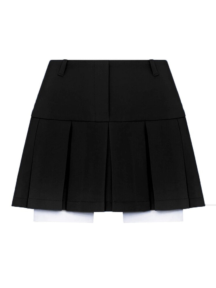 Taruxy – ensemble deux pièces décontracté pour femme, tenue d'automne, noir, assorti avec jupe et Blazer, haut court, nouvelle collection 2022