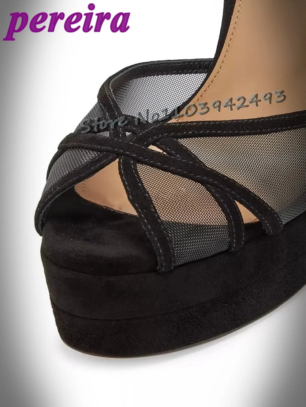 Pereira Mesh Black Heels Cross Strap Heeled Sandals Women Luxury Designer Shoes Summer Solid Khaki Shoes Back Strap Sandalias