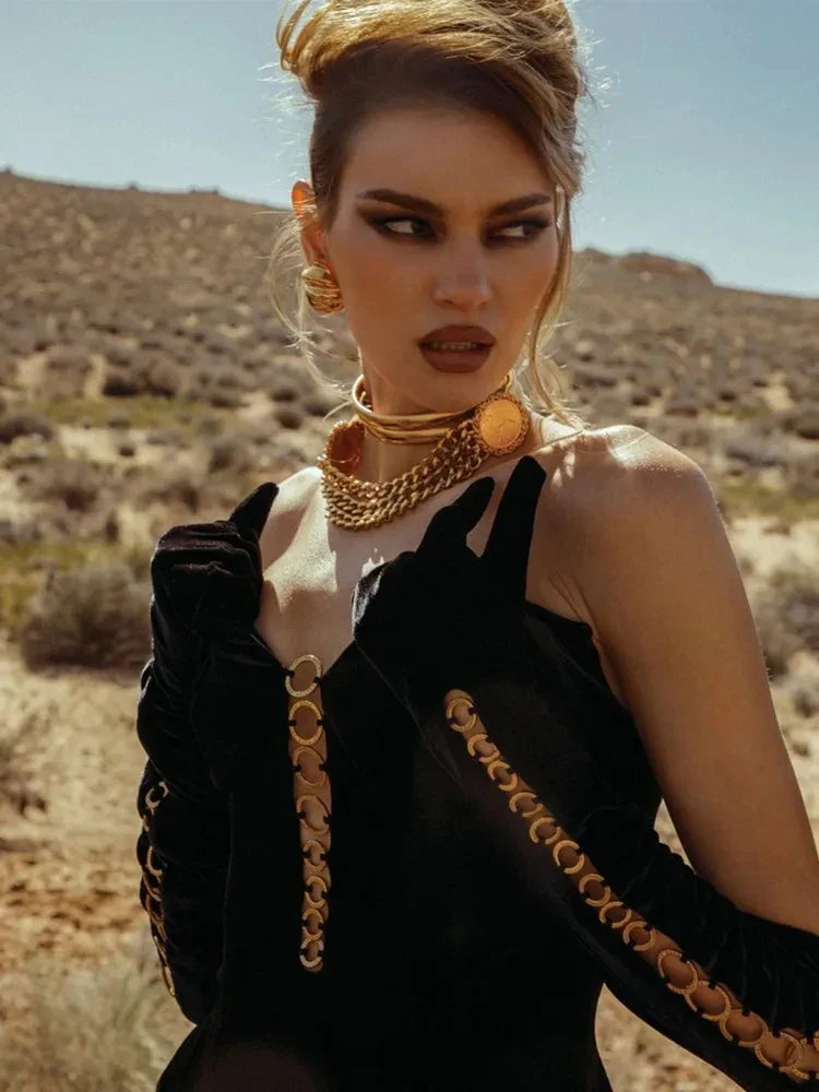 Luxury Women Winter Sexy Strapless Backless Circle Sequined Black Mini Skirt Set Elegant Evening Club Party Outfits