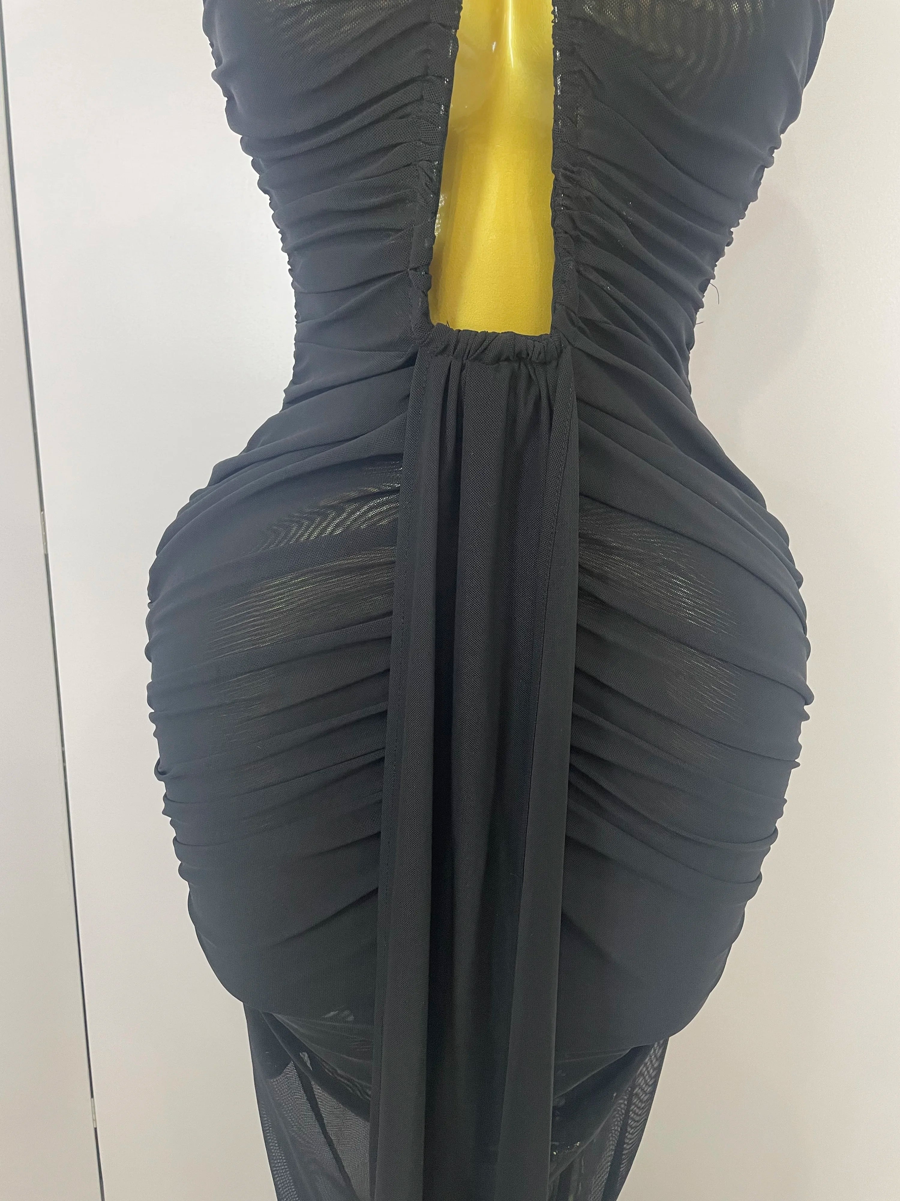 Sexy Sleeveless O-Neck Bodycon Mesh Long Dress 2025 Women Hollow Out Celebrate Fashion Show Celebrity Evening Party Club Dress