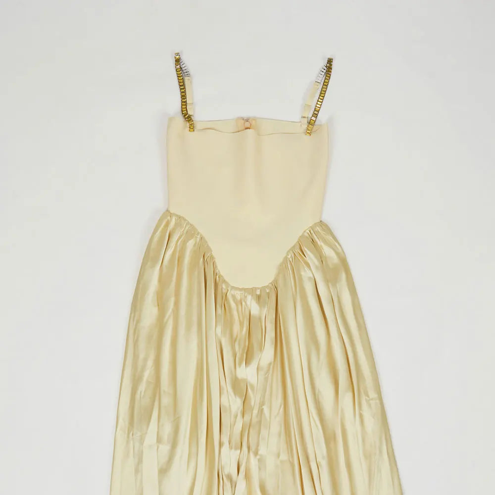 2025 Spring Women's Strap Chain Sleeveless Long Dress Fashionable Slimming Hundred Fold Elegant Dresses Evening Party Vestidos