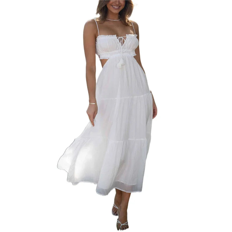 Summer White Dress For Woman 2023 Trendy Casual Beachwear Cover-ups Outfits New Boho Hippie Chic Long Maxi Dresses Elegant Party Customized Tencel