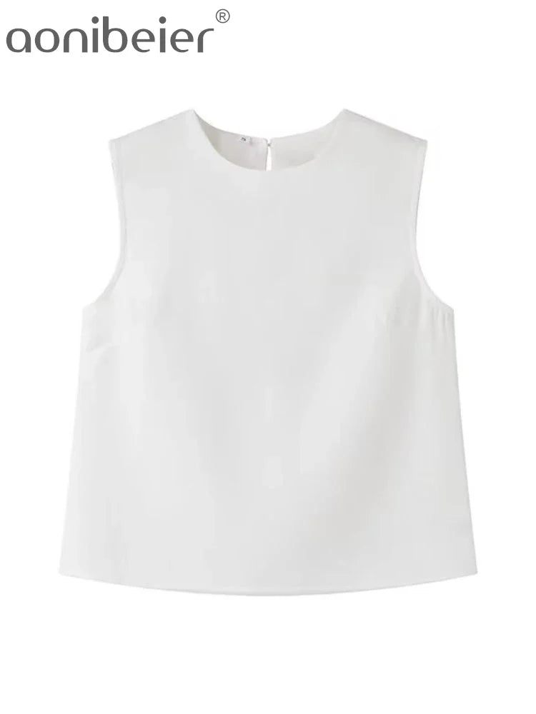 Aonibeier Y2K Extreme Short Women Mini Skirt Suits Traf Summer Flower Appliques Sleeveless Tanks Female Crop Top Sets White