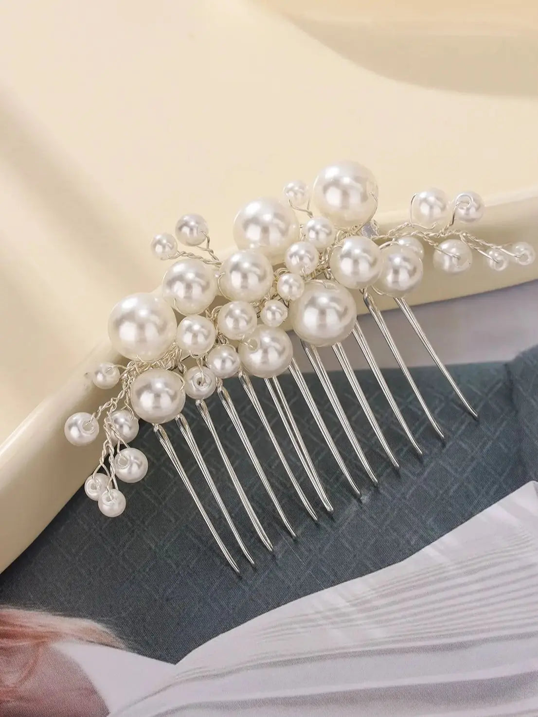 Elegant pearl wedding hair comb bridal side comb piece wedding hair ornament for women and girls