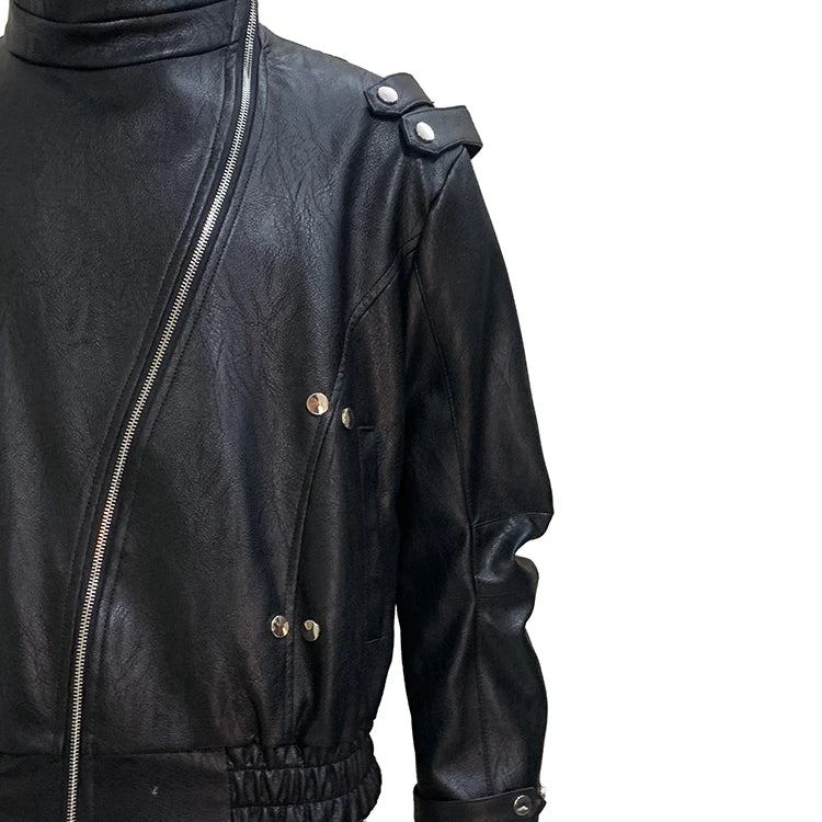 Mauroicardi Spring Autumn Cool Windproof Short Black Faux Leather Jacket Men Zipper Chic Luxury Designer Clothes Streetwear 2025