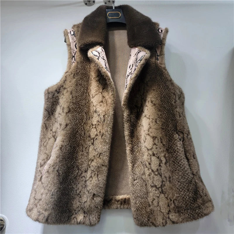 Winter New Fashion High-End Leopard Print Plush Vest For Women Loose Versatile Outerwear Waistcoat Female 11A07793 Coffee One Size