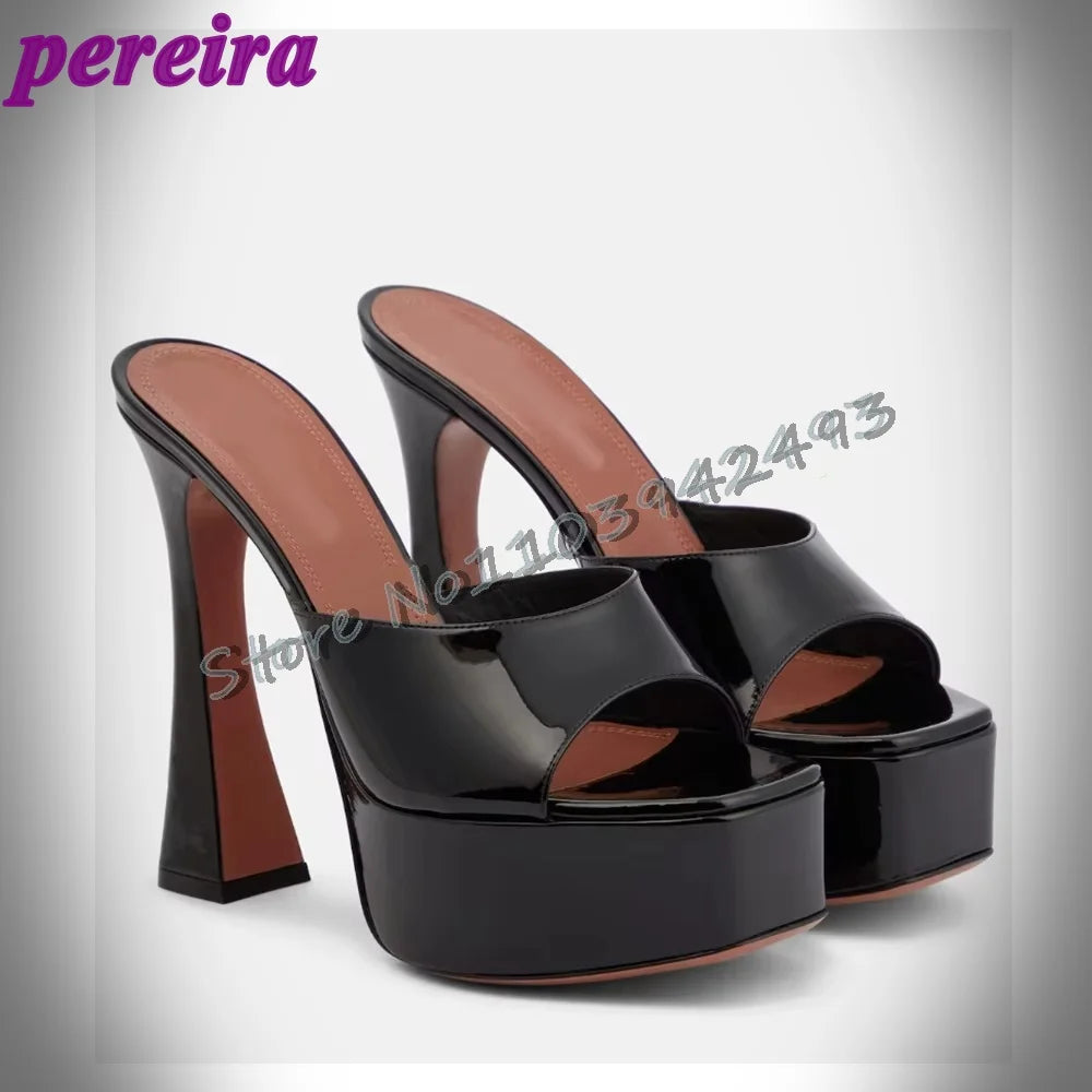 Black Velvet Platform Sandals Square Chunky Heels Women's High Heel Shoes for Party Wedding Female Dress Shoe Platform Sandals w black 2