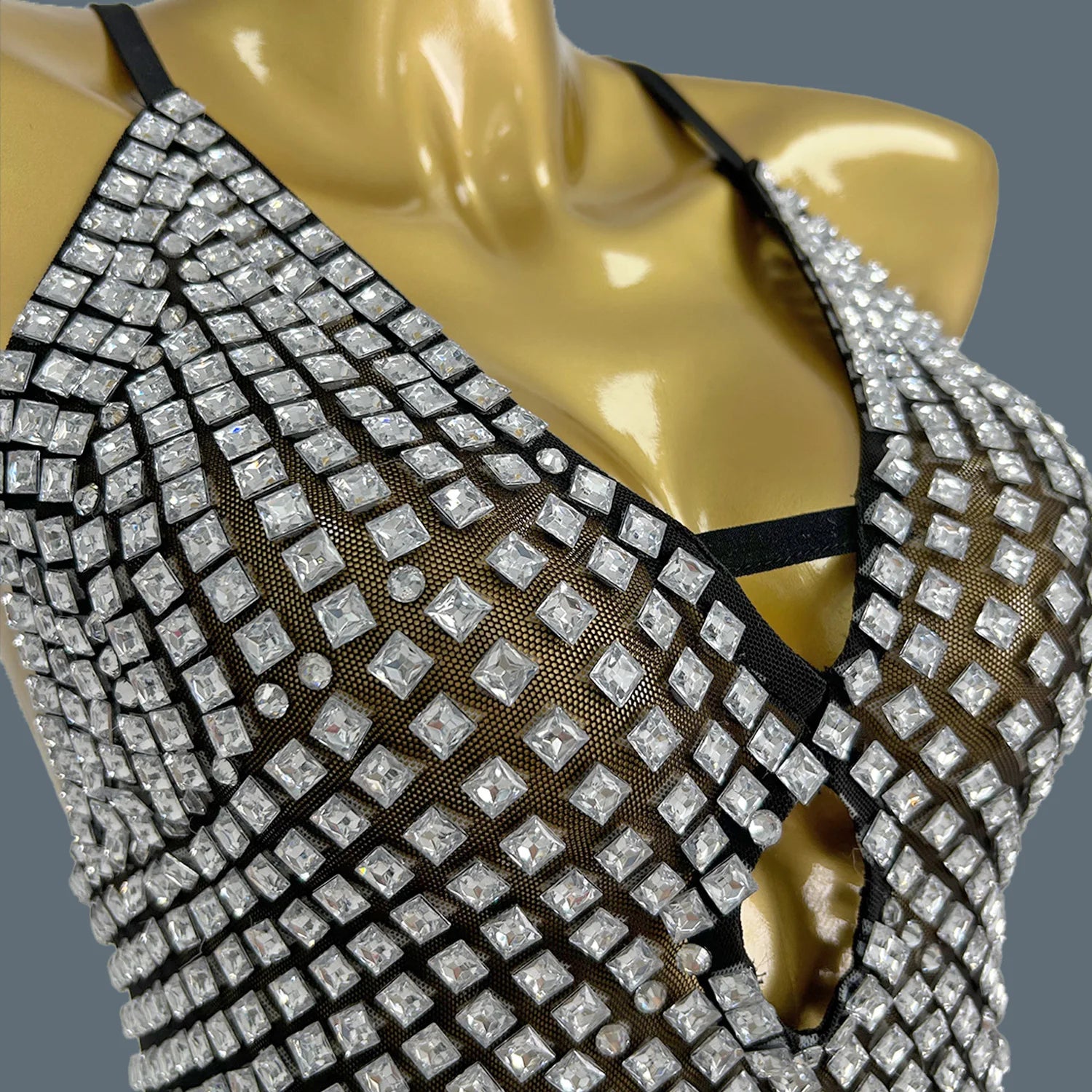 Women Fashion Crystals Mini Dress Luxury Sexy Stage Wear Birthday Party Prom Gwons Nightclub Performance Costume Fengwomei