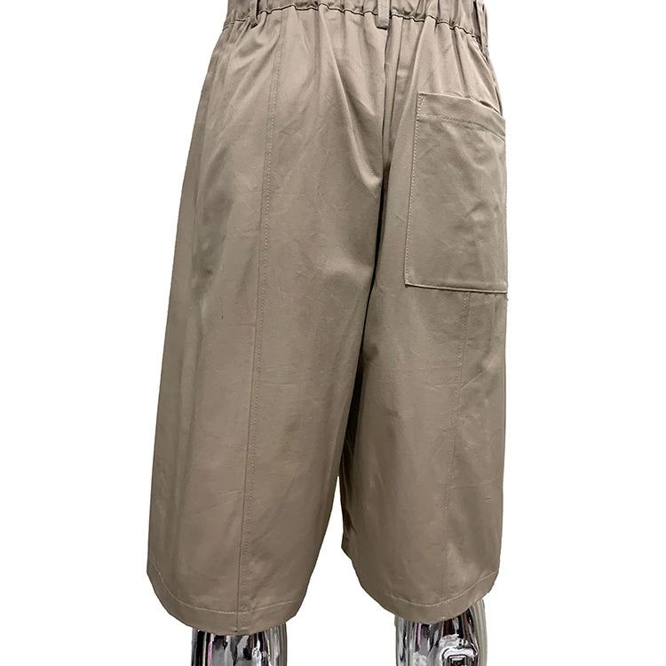 Lautaro Summer Autumn Baggy Khaki Wide Leg Shorts for Men Elastic Waist Loose Luxury Designer European Fashion Clothes 2025