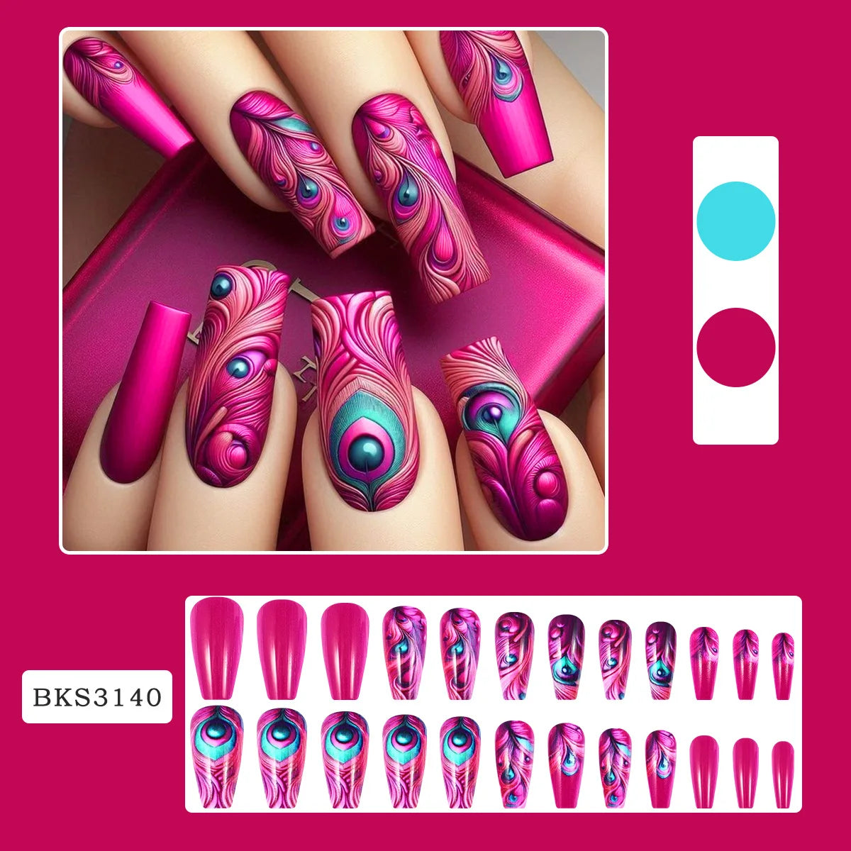 24pcs Mandala style False Nails Moon Flower Pattern Press on Nails European Retro Fake Nail Patch Women Lady Wearable Design N4