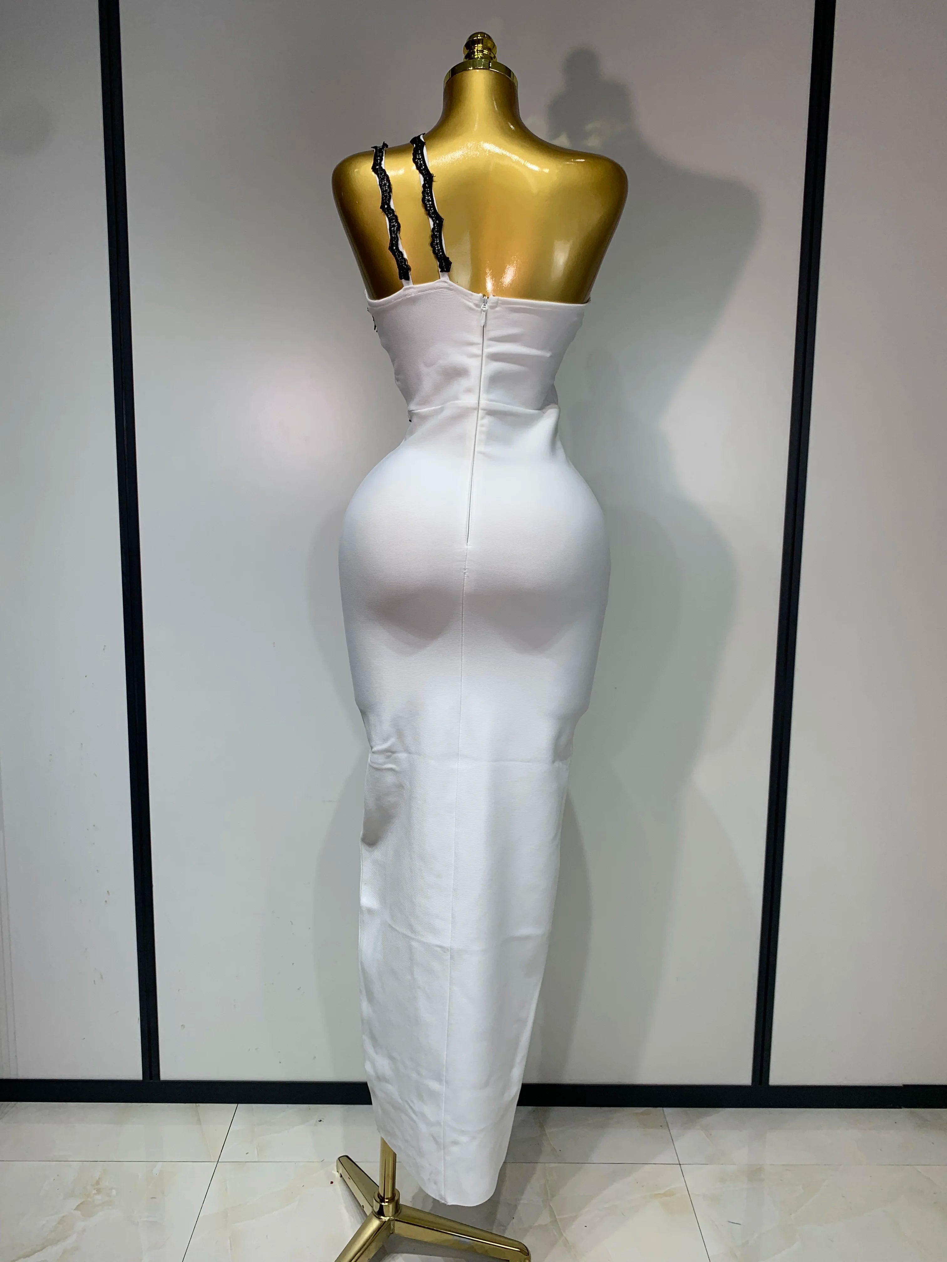 Women New Designer Black Lace Bodycon Bandage Dress Luxury Birthday Party Dresses Elegant Long Celebrity Evening Prom Gowns