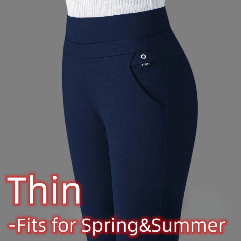 Winter Fleece Lined Wide Leg Pants CasualThicken Warm Baggy Sweatpants Women HighWaist Korean Lamb Fluff Straight Pantalones Blue