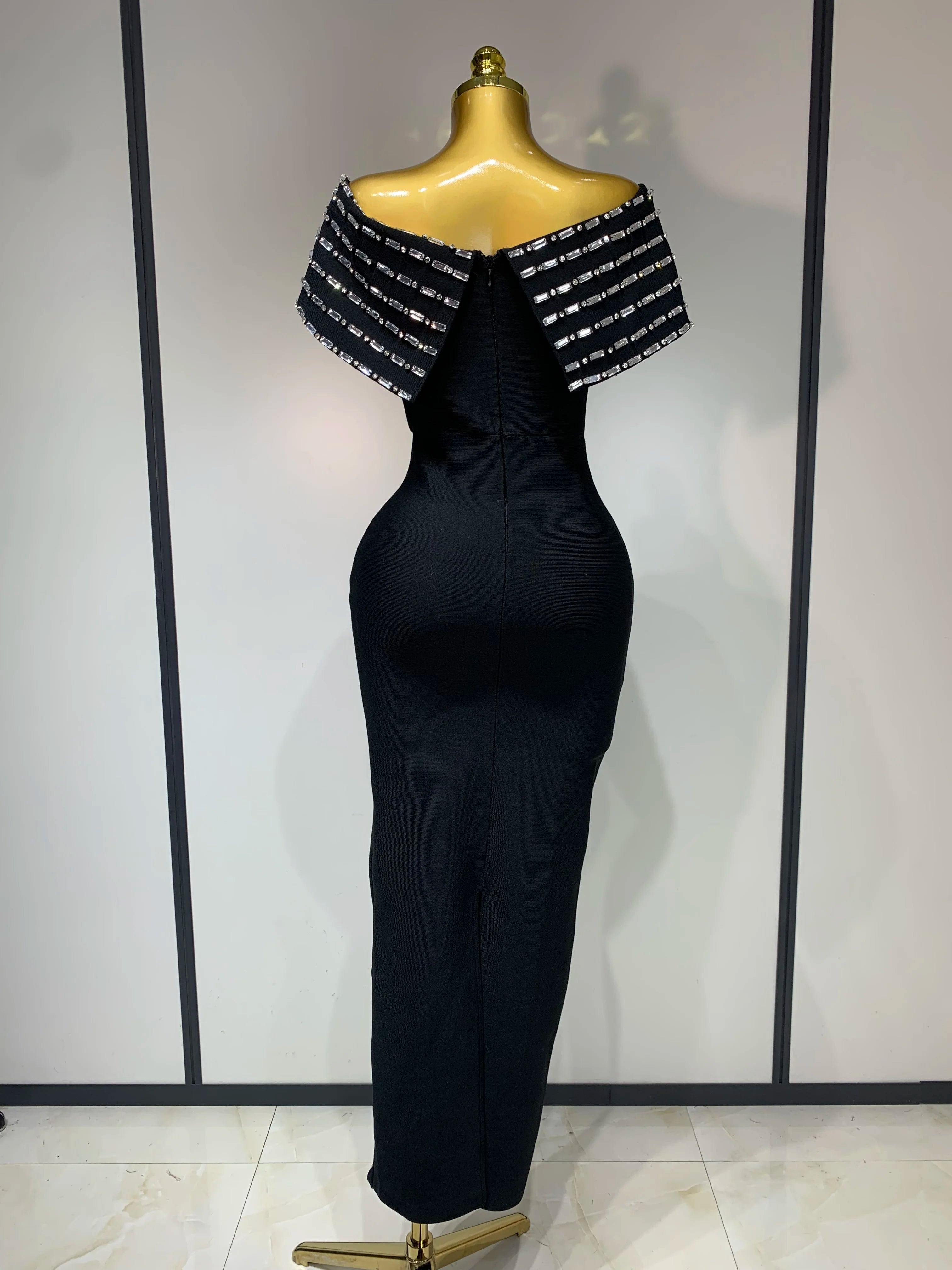Fashion Sexy Strapless 2025 Black Off-shoulder Bodycon Bandade Dress Celebrity Cocktail Party Luxury Birthday Wedding Dresses