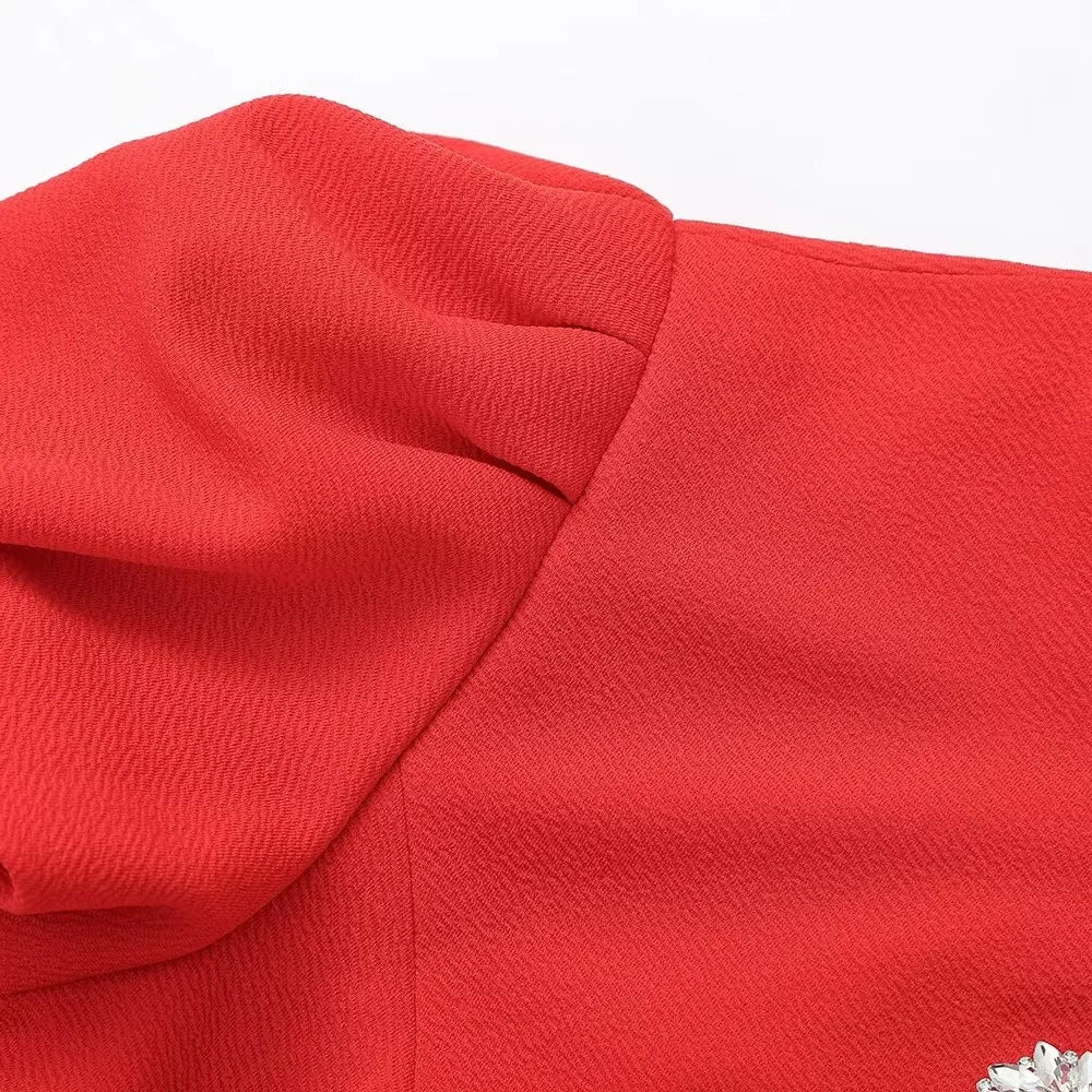 Zach Ailsa 2024 Spring New Women's Fashion and Elegant Love Metal Decoration Bubble Sleeves Mini Dress