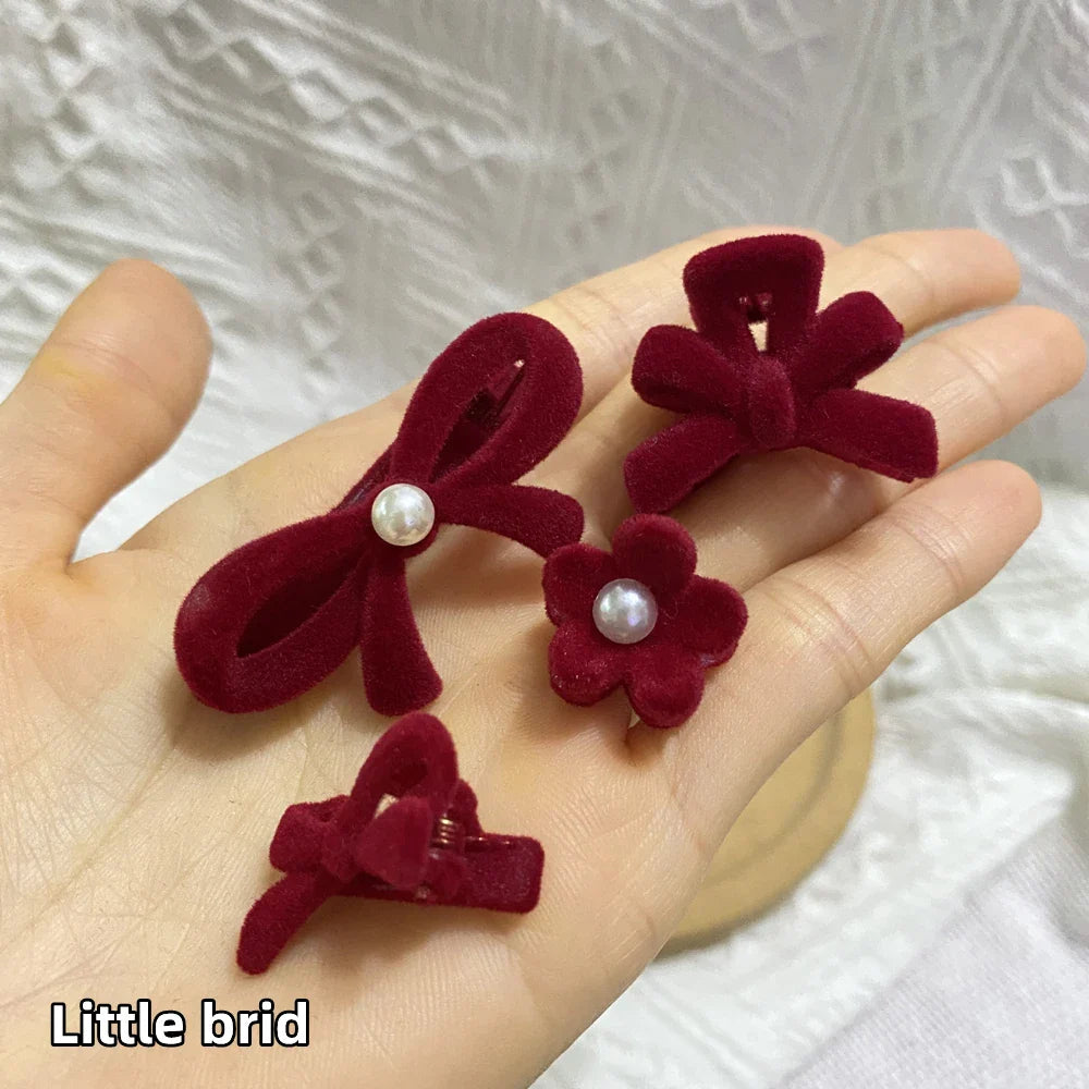 8Pcs Mini Flower Hairpin Bowknot Elegant Pearls Butterfly Hairpins Small Hair Clips for Girl's and Women’s Hair Decorations Set