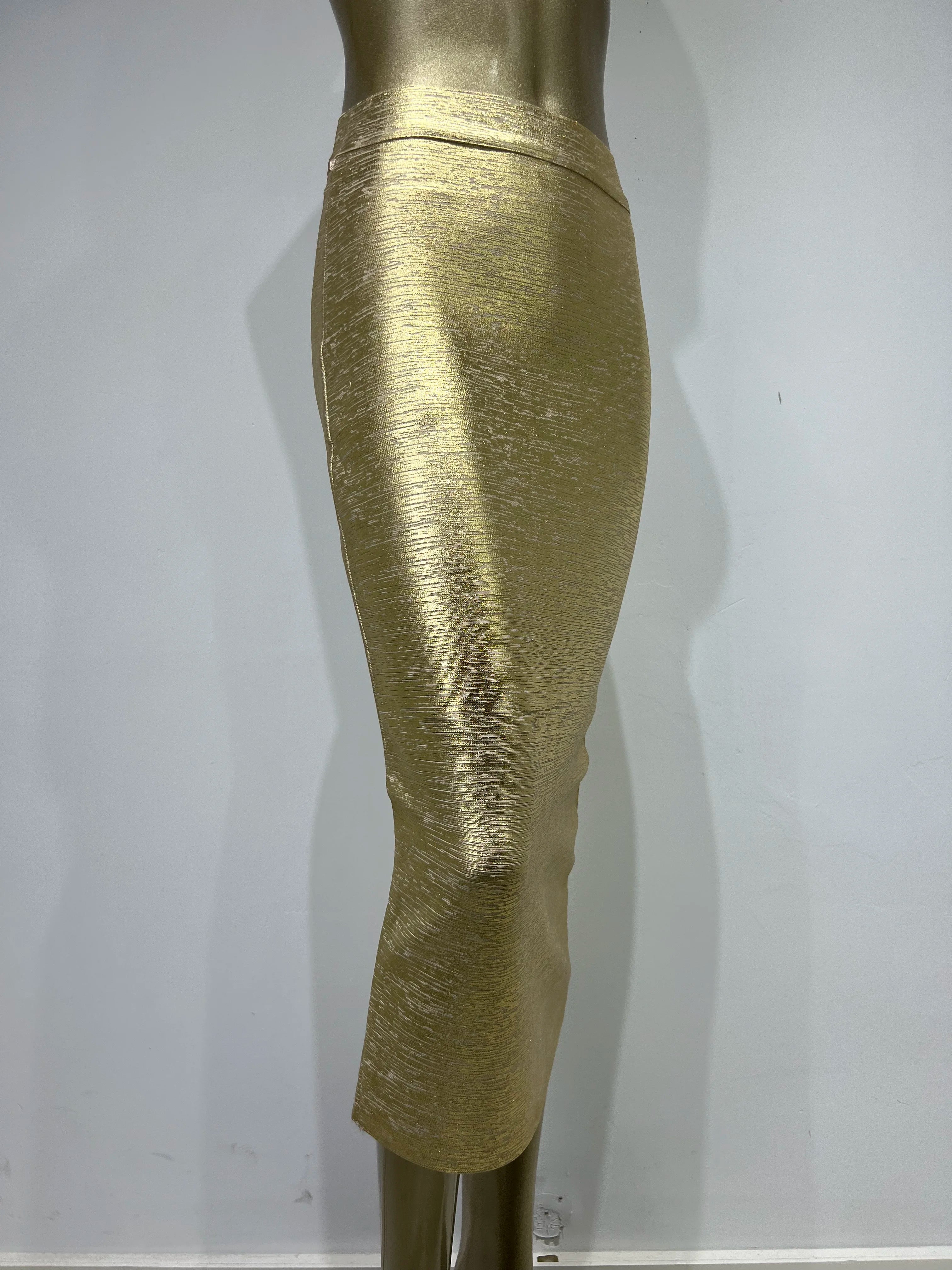 Women Summer Skirt Sexy Silver Gold Bronzing Midi Bandage Skirt High Street Designer Skinny Party Midi Pencil Skirts 78cm